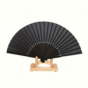 Personalised Painting Technique <b>Folding</b> Hand Fan Customised Popping White and Black Made From Polyester Bamboo Fabric - Product Image 1