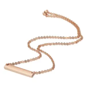 18K Rose Gold Plated Initial Bar Necklace Mothers tag Gift Graduation geschenk 17.5 zoll Personalized Bar Necklace