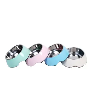 Factory Nonslip optional stainless steel pet bowl dog bowl cat bowl with rubber base