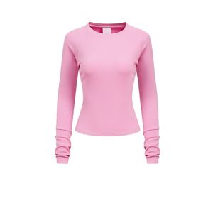 TKAN570D T-shirt de sport respirant pour femme en tissu tricoté de haute qualité, à séchage rapide, manches régulières, pour le yoga, la course à pied, la mode - Product Image 2