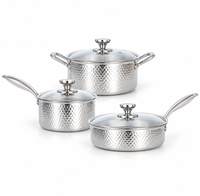 Poêle à frire à fond plat en acier martelé 304 à trois couches, pour aliments pour bébés, pot à lait non revêtu, ensemble d'ustensiles de cuisson multifonctionnels