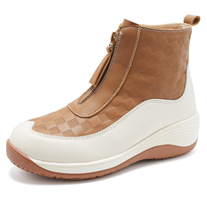 Nouvelles <span class=keywords><strong>baskets</strong></span> décontractées pour femmes, style britannique, légères et chaudes, à semelle compensée épaisse, avec fermeture éclair, <span class=keywords><strong>basses</strong></span>, antidérapantes, couleurs mélangées, collection automne - Product Image 5