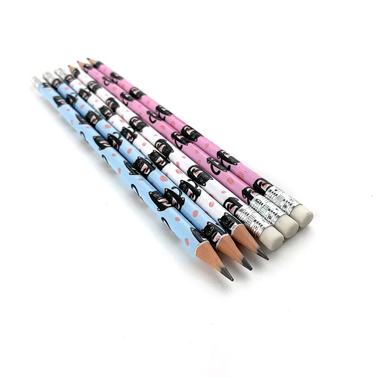 All Kinds Colorful Choice 7.5 Inch Little Kitty Black Hb Pencils Set in Bulk