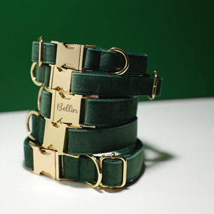 Nom de collier personnalisé fait à la main en velours écologique durable colliers pour chiots avec nom conçu gravure accessoires pour chiens et chats - Product Image 2