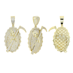 2023 New Iced Out Bling Full Diamond Men Boy Jewelry 5A CZ Death Skull <span class=keywords><strong>ciondolo</strong></span> Hip Hop - Product Image 3