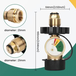 MENSI 100 磅丙烷罐适配器压力表 POL QCC1 转换器 1 连接实心黄铜适配器适用于 100 磅丙烷罐 - Product Image 2