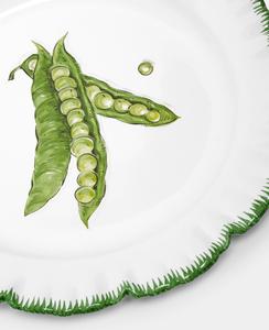 <span class=keywords><strong>Assiette</strong></span> à salade et dessert en céramique peinte à la main, motif pois de jardin - Product Image 2