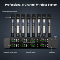 Kit de microphones sans fil UHF longue portée, 8 unités portatives avec récepteur sur rack pour système audio de salle de conférence