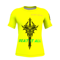 HIRBGOD Herren Esport T-Shirt Schnellt rockn endes, atmungsaktives Polyester-Gaming-Trikot mit gelber Sublimation farbe und Schwert löwen grafik