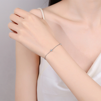 Bracelet en argent S925 avec moissanite pour femme, chaîne simple, accents ronds transparents, style bulle, bijoux en gros
