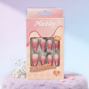 Lot de 15 <span class=keywords><strong>faux</strong></span> <span class=keywords><strong>ongles</strong></span> à presser de haute qualité, style français, en ABS, avec <span class=keywords><strong>colle</strong></span> gelée personnalisée, forme amande – Nouvelle collection - Product Image 5