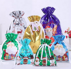 Nueva bolsa de embalaje de regalo de Navidad logotipo personalizado cordón Santa saco plástico personalizado Color y tamaño decoración de Navidad - Product Image 1