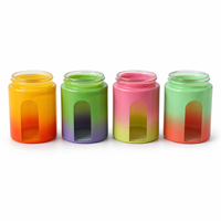 Pot en verre noir à dégradé de couleurs personnalisé, logo OEM, couvercle résistant aux enfants, bouchon en plastique écologique anti-odeur pour les bonbons au chocolat