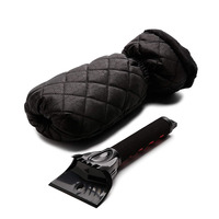 Grattoir à glace cinq doigts avec gants intégrés, doublure 100 % polyester peluche et polaire berbère, outil de dégivrage de vitres de voiture
