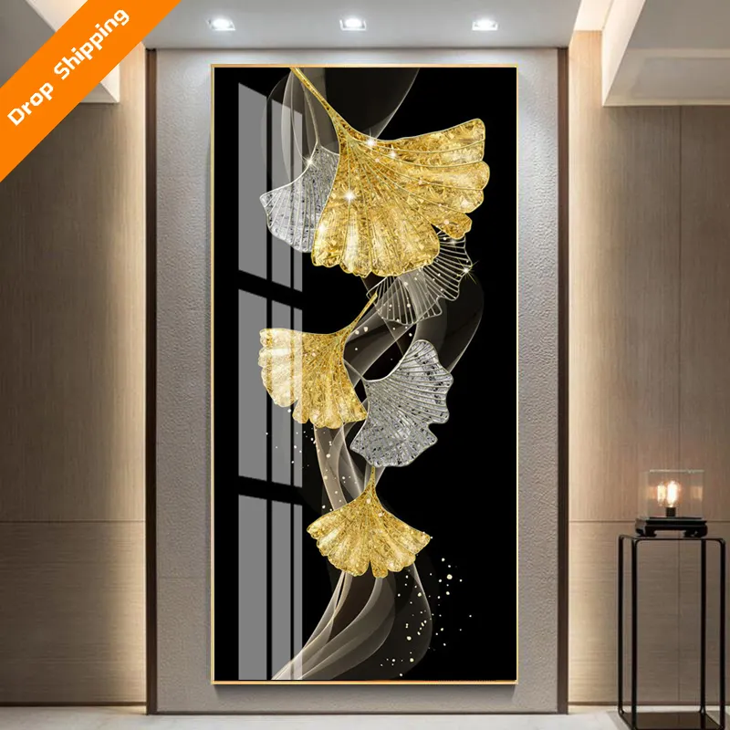 Benutzer definierte moderne Wohnzimmer Eingangs dekoration Blattgold Kristall Porzellan Glasmalerei Wand <span class=keywords><strong>kunst</strong></span> Metall dekoration