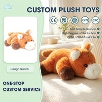 Boneka Kuda Jahe Berbulu Lembut Lucu, Mainan Hewan Isi Dakron, Boneka Tidur dengan Cakar Gelap untuk Hadiah Anak, Grosir, Custom