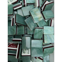 Ensemble de tuiles de mahjong vert émeraude de luxe, motif feuille et libellule, ensemble de mahjong américain, adapté aux jeux de fête du week-end