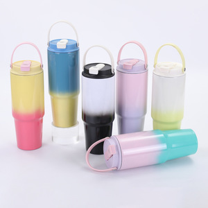 30oz Gradient Color Stainless Steel <b>Tumbler</b> Coffee Mugs Double Wall Drinking <b>Tumbler</b> <b>With</b> <b>Straw</b> - Product Image 2