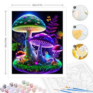 Peinture par numéros moderne 40x50cm, paysage champignon, kit de peinture par numéros, décoration de la maison pour adultes, design de dessin animé de style européen - Product Image 3