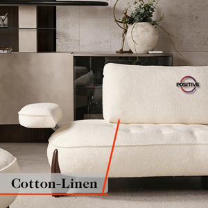 Canapé de luxe avec revêtement en coton-lin doux et pieds en bois massif, forme ergonomique pour un espace de vie moderne - Product Image 4