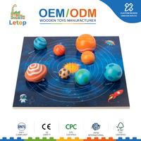 Puzzle planétaires du système solaire en bois Montessori 3D – Jeu d'association sphérique pour l'astronomie et la science – Kit éducatif pour tout-petits