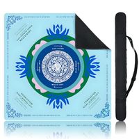 Tapis de Mahjong américain bleu antidérapant en fibre de polyester, housse de table de Mahjong avec règles imprimées, sac de transport, 31,5 x 31,5, accessoire de table de jeu