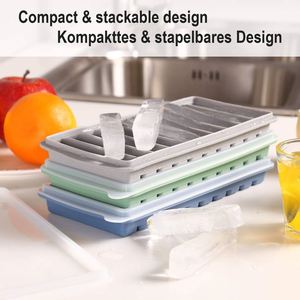 Moule à glaçons rectangulaire en silicone sans BPA avec couvercle, logo personnalisé, couleur personnalisée, outils pour la fabrication de glaces - Product Image 5