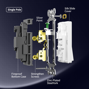 Panel plastik MVAVA US Amerika 15A 120V 1 Gang 1/2 cara sakelar De Luz Minimalista sakelar <span class=keywords><strong>Rocker</strong></span> dinding cahaya elektrik - Product Image 2