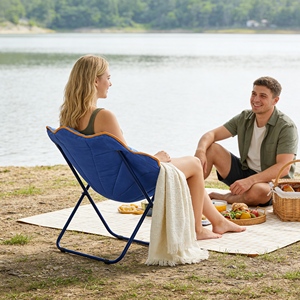 Fauteuil lune en daim moderne, design élégant pour un look contemporain dans votre installation de <span class=keywords><strong>camping</strong></span> moderne - Product Image 1