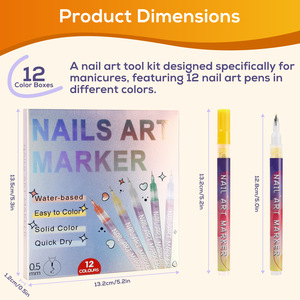 Lot <span class=keywords><strong>de</strong></span> 12 stylos <span class=keywords><strong>de</strong></span> nail art transfrontaliers pour <span class=keywords><strong>dessin</strong></span> graffiti, traçage, peinture à la main, stylos à pointe fine et détails - Product Image 3