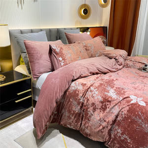 Ensemble de housse de <span class=keywords><strong>couette</strong></span> en velours corail de velours grec de haute qualité commerce extérieur transfrontalier imprimé à la maison hiver chaud couvre-lit taie d'oreiller t - Product Image 2