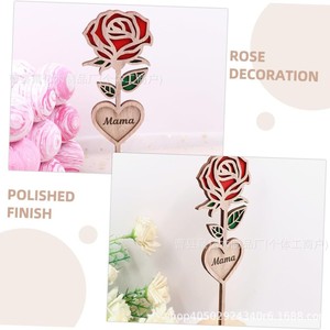 Wooden Rose <b>Decoration</b> For <b>Mothers</b> <b>Day</b> Boxwood Craft Gift Heart Shape Mama Living Room Decor - Product Image 3