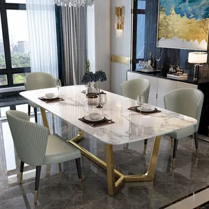 4-8 Seater Dining Table White Marble Luxury Style Dining Table Set