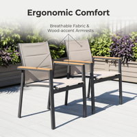 Table de repas extérieure moderne en composite bois-plastique WPC avec structure en alliage d'aluminium, mobilier de patio pour jardin, cour et terrasse