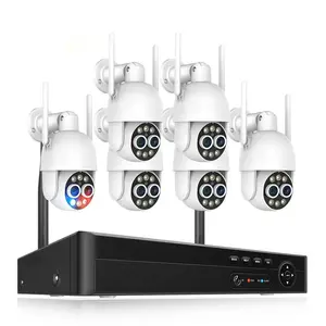 Icsee Dual Lens 4K Security Camera System Ptz 4K 8Mp Auto Tracking Poe And Wifi Cctv Kit 8 Channel Camera