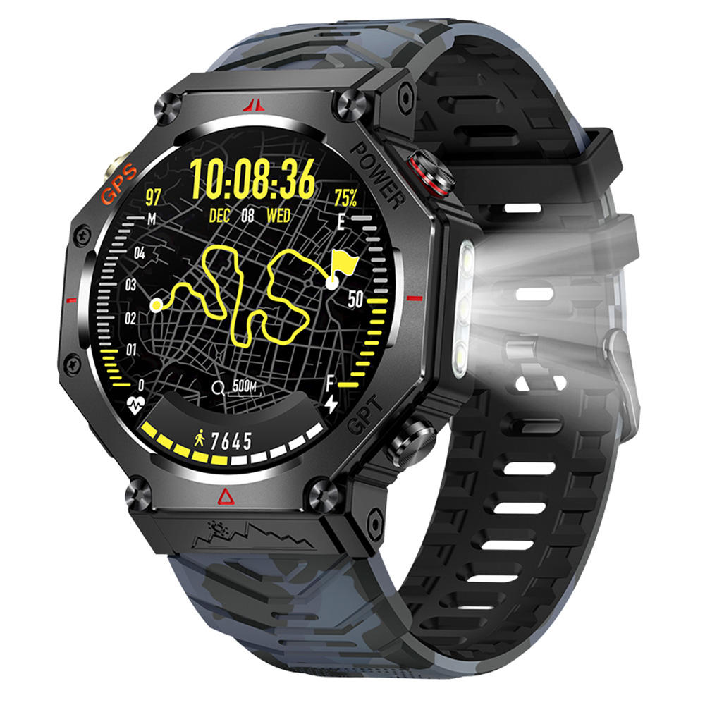 2026 KC91 Smartwatch with Flashlight 1.39inch Screen 30M Waterproof Ghatgpt Sports GPS Relojes Smart Watch for Men