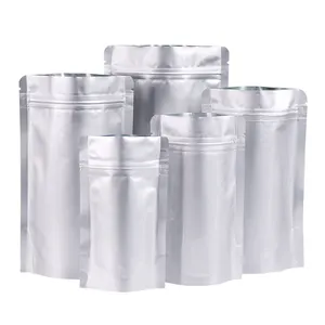 Sacchetti di plastica in foglio di alluminio Mylar argento con chiusura a Zip per imballaggio alimentare leggero opaco personalizzato