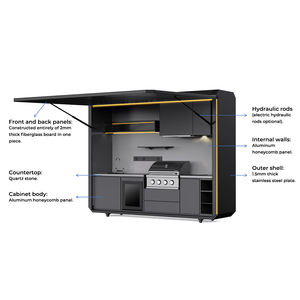 Cuisine intégrée extérieure avec évier et barbecue en acier inoxydable 304 modulaire, four à pizza - Product Image 6