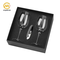 Emballage de boîte-cadeau de 2 verres à vin en papier noir rigide carré avec logo personnalisé de qualité supérieure avec insert en mousse