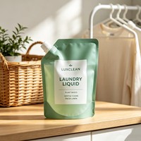 Pochette Doypack en PE recyclable à bec verseur, imprimée sur mesure, avec bouchon à vis anti-fuite et anti-goutte, pour recharge de liquide lessive