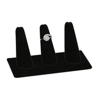 Lot de 2 présentoirs à trois doigts en velours noir pour plusieurs bagues.