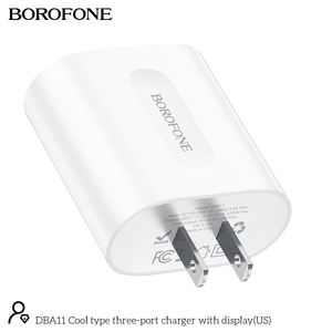 <span class=keywords><strong>Borofone</strong></span> OEM DBA11สหรัฐปลั๊กแรงดันไฟฟ้าจอแสดงผลดิจิตอลปัจจุบันสามพอร์ตชาร์จผนัง - Product Image 4