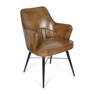 <span class=keywords><strong>Fauteuil</strong></span> de salle à manger industriel en similicuir <span class=keywords><strong>marron</strong></span> <span class=keywords><strong>foncé</strong></span> avec pieds en métal - Product Image 4