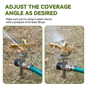 Brass Impact Sprinkler on Spike 360° Rotating Adjustable Lawn Sprinkler with 1/2" 3/4" Thread Garden Yard Irrigation System - Product Image 4