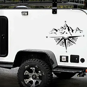 Car Sticker Decorative Compass With Mountain Offroad Self-Adhesive <b>Vinyl</b> Car Hood Sticker Cover Car <b>Decal</b> Accessories 50X41CM - Product Image 3