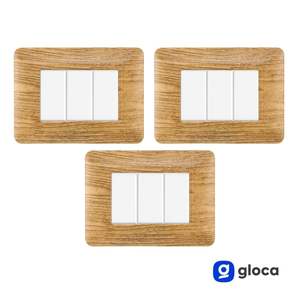 Placa de Interruptor de Pared Gloca de 3 Botones, Plástico, Estilo Rústico Madera Oscura, Fácil Instalación, Juego de 3 Piezas - Product Image 2