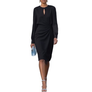 Vestido Elegante de Mujer para Otoño 2026, Color Sólido, Cintura Plizada, Ajustado, con Aberturas - Product Image 6