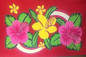 Premium pintado a mano diseño de flores tropicales rayón Sarong Venta caliente ropa de playa Unisex rojo 200x120cm estilo Bali Pareo - Product Image 3