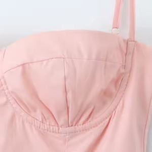 เดรสสีชมพูแขนกุด แฟชั่นฤดูใบไม้ผลิและฤดูร้อน สไตล์ลำลอง รับผลิตตามแบบ (OEM) คุณภาพสูง ชุดเดรสใหม่สำหรับผู้หญิง - Product Image 4