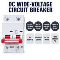 Disjoncteur à large plage de tension Wanbo-514 DC 12-125V, poignée rouge, 63A 250A, Li-Ion, Plomb-Acide, EV, RV, Rail DIN, 1P 2P